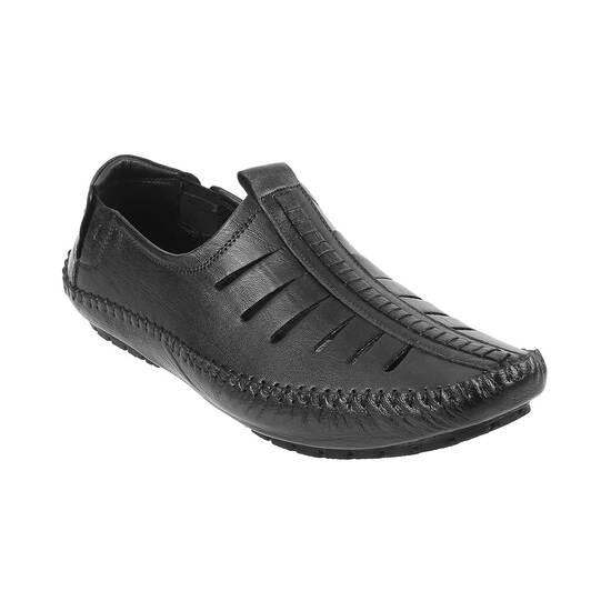 Metro Black Casual Slip Ons