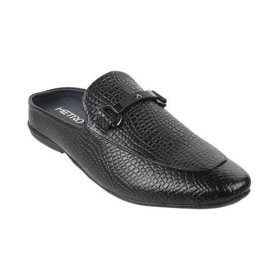 Metro Black Ethnic Slip Ons