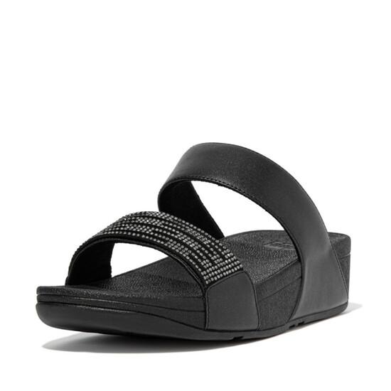 Lulu Lasercrystal Leather Slides