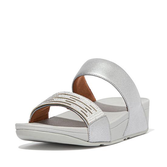 Lulu Lasercrystal Leather Slides