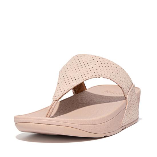 Lulu Perf Croc-Embossed Leather Toe-Post Sandals