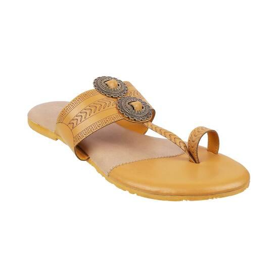 Metro Yellow Ethnic Slippers