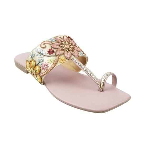 Metro Rose-Gold Ethnic Slippers