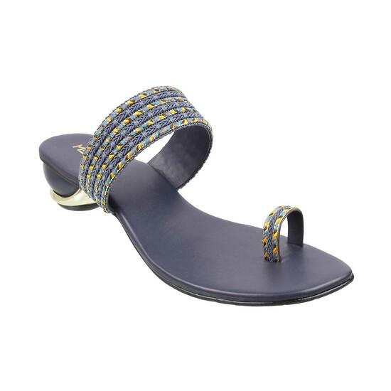 Metro Navy-Blue Ethnic Slippers