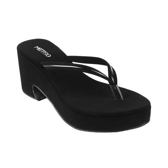 Metro Black Casual Slippers