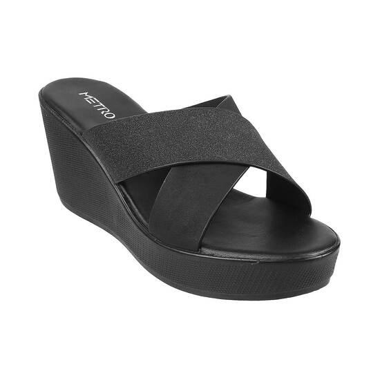 Metro Black Casual Slides