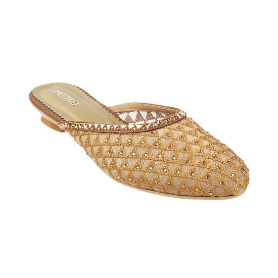 Metro Antique-Gold Wedding Slip Ons