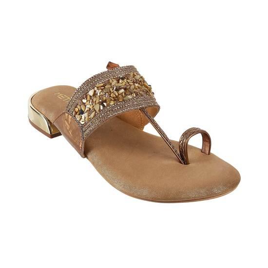 Metro Antique-Gold Ethnic Slip Ons