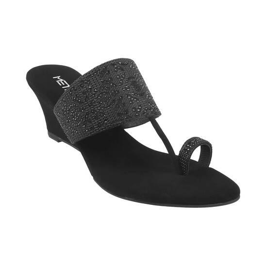 Metro Black Ethnic Slip Ons