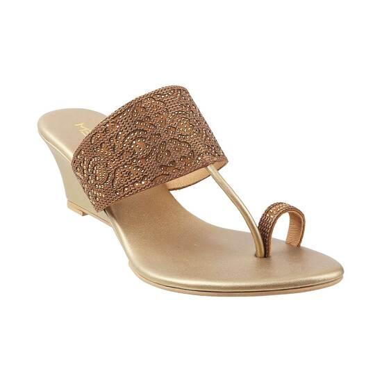 Metro Gold Ethnic Slip Ons