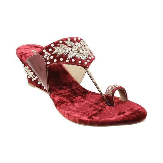 Metro Maroon Ethnic Slip Ons