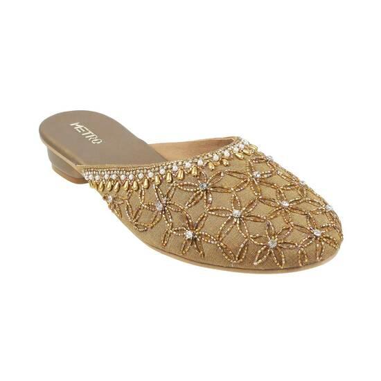 Metro Antique-Gold Wedding Slip Ons