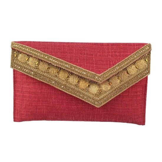 Metro Maroon Womens Bags Envelope Clutch