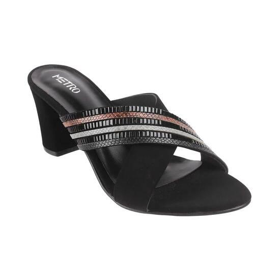 Metro Black Casual Slides