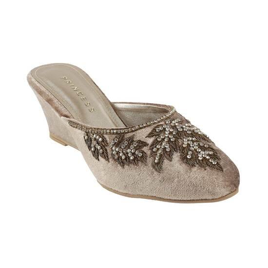 Princess Gold Wedding Slip Ons