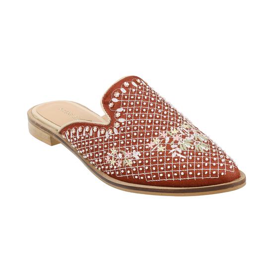 Princess Maroon Ethnic Slip Ons