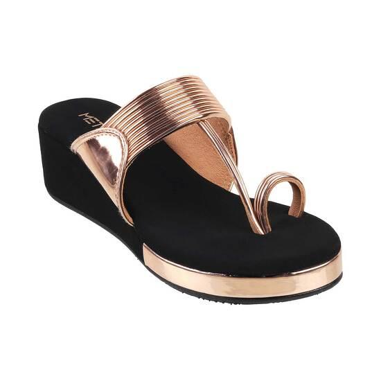 Metro Rose-Gold Ethnic Slip Ons