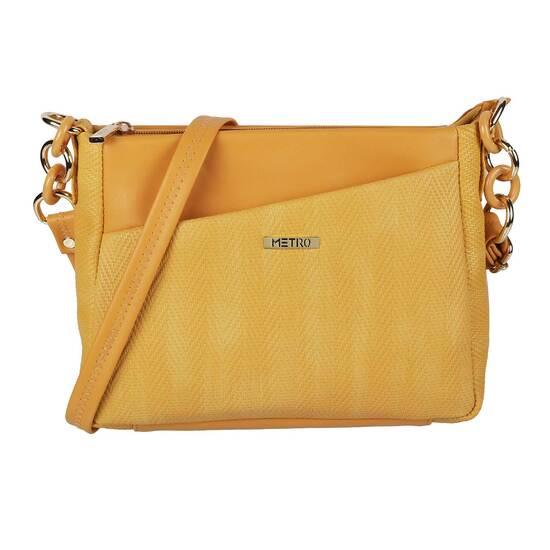 Metro Yellow Womens Bags Zip Top Sling