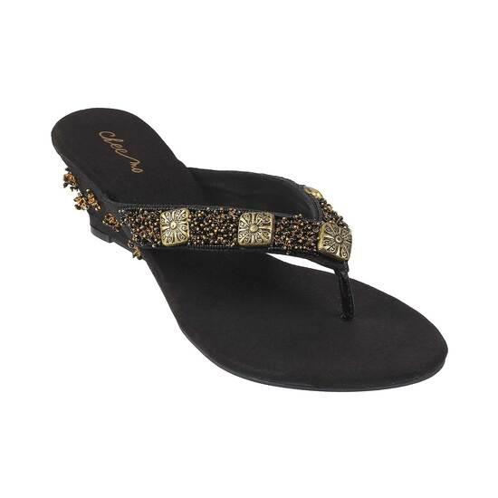 Cheemo Black Ethnic Sandals