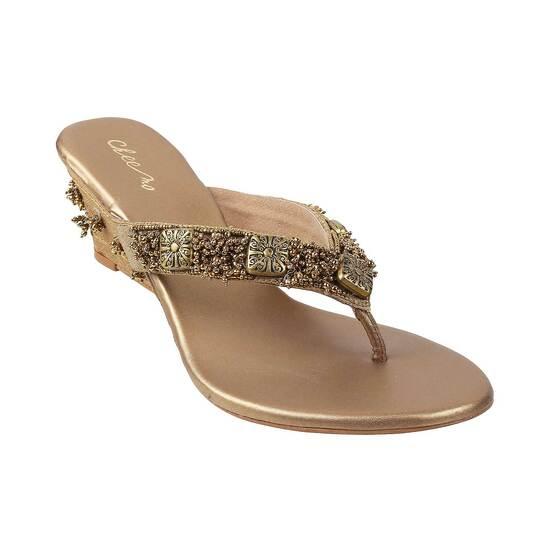 Cheemo Antique-Gold Ethnic Sandals