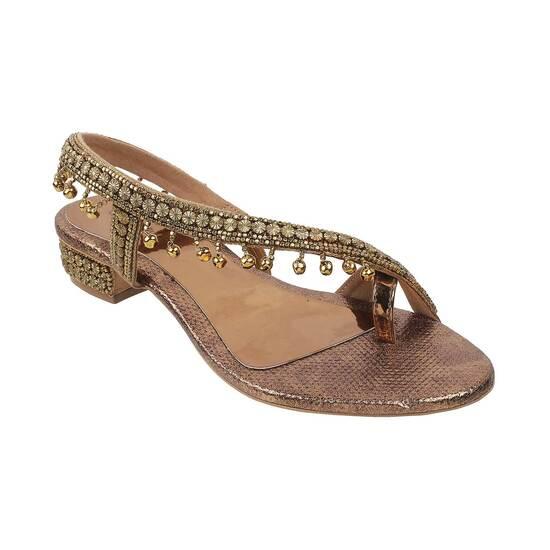 Cheemo Antique-Gold Wedding Sandals