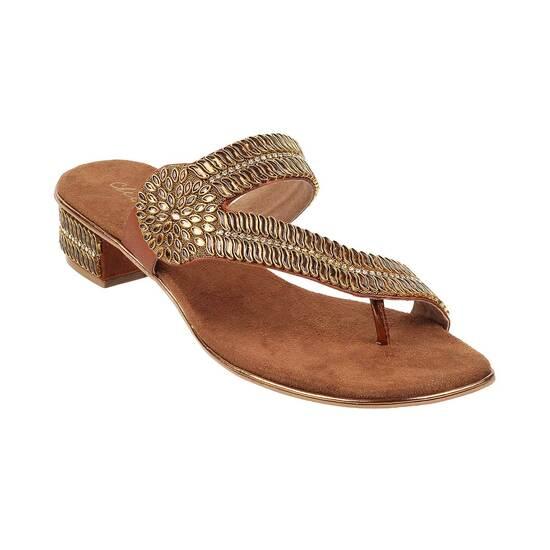 Cheemo Antique-Gold Ethnic Slippers